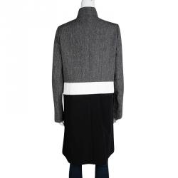 Pre Owned Joseph Tricolor Techno Tweed Zip Detail Preston Long Coat L