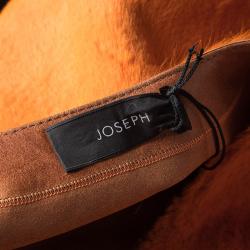 Pre Owned Joseph Orange Fur Kangaroo Skin Zip Front Sydney Coat L