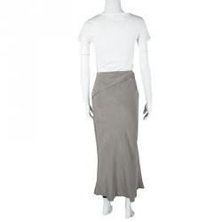 Pre Owned Joseph Taupe Grey Silk Paneled Hala Maxi Skirt M