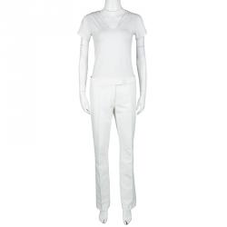 Pre Owned بنطلون جوزيف قصة إعتيادية فينلي غابردين ستريتش أبيض أوف وايت L