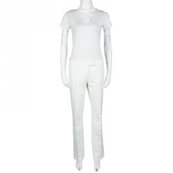 Joseph Off White Stretch Gabardine Finley Regular Fit Trousers L