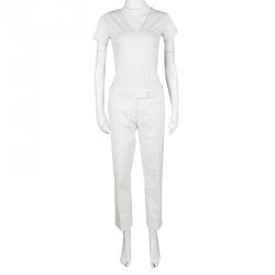 مملوكة مسبقًا بنطلون جوزيف قصة مستقيمة فينلي قطن بيج فاتح L