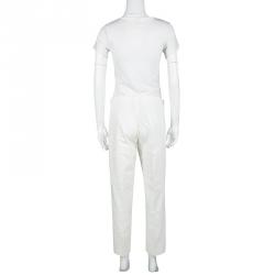 مملوكة مسبقًا بنطلون جوزيف قصة مستقيمة فينلي قطن بيج فاتح L