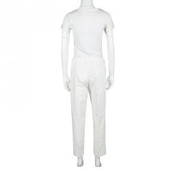 Pre Owned Joseph Off White Light Cotton Finley Straight Fit Trousers L