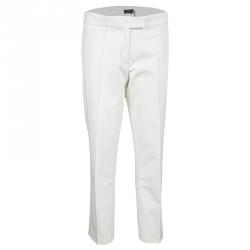 Joseph Off White Light Cotton Finley Straight Fit Trousers L
