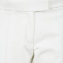 Joseph Off White Light Cotton Finley Straight Fit Trousers L