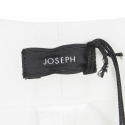 Joseph Off White Light Cotton Finley Straight Fit Trousers L