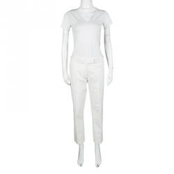 Pre Owned بنطلون جوزيف قصة مستقيمة فينلي قطن بيج فاتح M