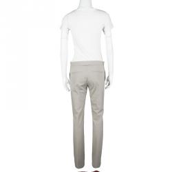 مملوكة مسبقًا Joseph Almond Beige New Cotton Compact Finley Regular Fit Trousers L