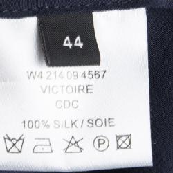 Pre Owned بلوزة جوزيف فيكتوريا حرير أزرق كحلي بربطة متباينة L