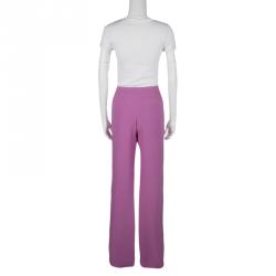 Joseph Purple Double Silk Wide Leg Felini Trousers L