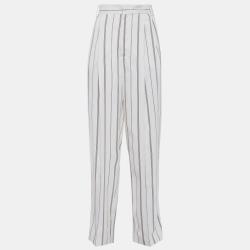 Striped Cotton Blend Wide Leg Pants S (FR