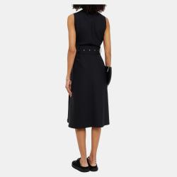 Joseph Black Virgin Wool Belted Midi Dress M (FR 38)