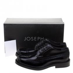 Joseph Black Brogue Leather Dennis Lace Up Derby Size 38