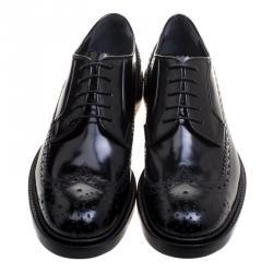 Pre Owned Joseph Black Brogue Leather Dennis Lace Up Derby Size 39