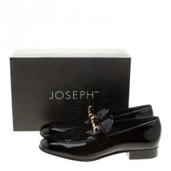 Pre Owned Joseph Black Patent Leather Loafers Size 39