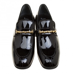 Pre Owned Joseph Black Patent Leather Loafers Size 37.5