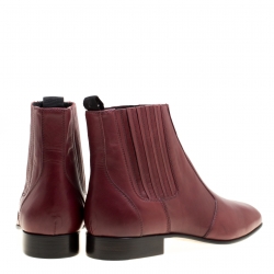 Joseph Burgundy Leather Chelsea Boots Size 38
