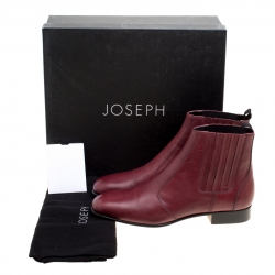 Joseph Burgundy Leather Chelsea Boots Size 38