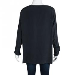 Pre Owned Joseph Grey Long Sleeve Matt Silk Erin Top L