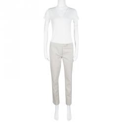 مملوكة مسبقًا بنطلون جوزيف فينلي قطن بيج حجري فاتح سترتش M