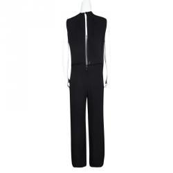 Joseph Black Open Back Sleeveless Fluid Crepe Terry Jumpsuit M