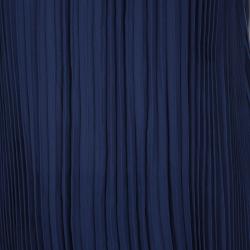 Pre Owned Joseph Navy Blue Plisse Silk Georgette Sleeveless Margot Dress M