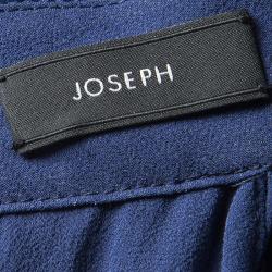 Pre Owned Joseph Navy Blue Plisse Silk Georgette Sleeveless Margot Dress M