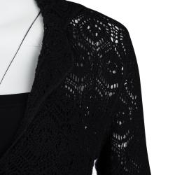 Pre Owned Joseph Black Perforated Crochet Knit Jacket S