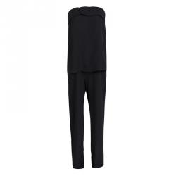 Joseph Black Fluid Crepe Strapless Jake Jumpsuit M