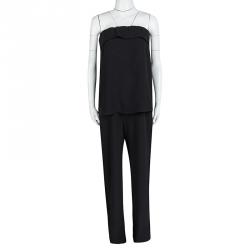 Joseph Black Fluid Crepe Strapless Jake Jumpsuit M