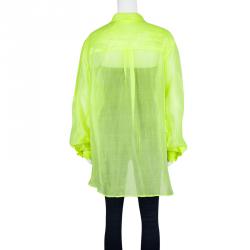 مملوكة مسبقًا قميص جوزيف جوانا حرير فوال أخضر نيون واسع M