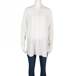 Pre Owned بلوزة جوزيف درا أكمام طويلة حرير بيج فاتح M