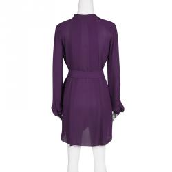 Pre Owned تونيك جوزيف أكمام طويلة حزام حرير بنفسجي M