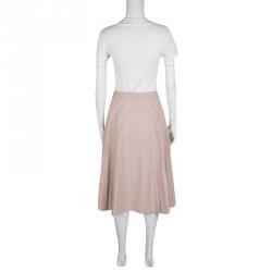 Pre Owned Joseph Pale Pink Cotton Poplin Pleated Hilde Skirt M