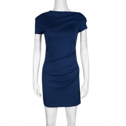 Joseph Blue Draped Wool Jersey Maria Dress S