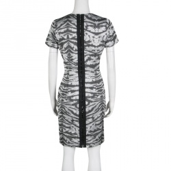 Pre Owned فستان جوزيف ستيف جاكار رصاصي نقشة الفهد M