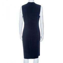 Pre Owned Joseph Navy Blue Sammy Fluide Crepe Sleeveless Dress L