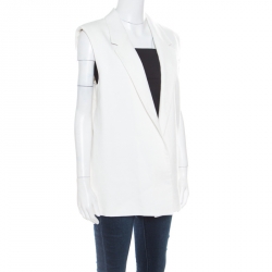 Pre Owned Joseph Off White Heavy Cotton and Linen Sleeveless Irving Blazer M