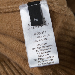 Jospeh Camel Brown and Red Faux Layered V+High Neck Wool Blend Sweater M