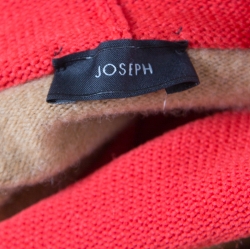 Jospeh Camel Brown and Red Faux Layered V+High Neck Wool Blend Sweater M