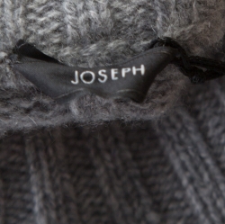 Pre Owned Joseph Grey Cashmere Luxe Roll Neck Belted Top L
