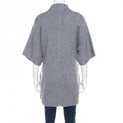 Pre Owned Joseph Grey Cashmere Luxe Roll Neck Belted Top L