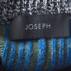 Joseph Multicolor Striped Wool Faux Wrap Button Detail Sweater L