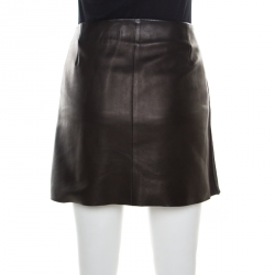 Pre Owned Joseph Brown Minnie Nappa Matte Lamb Leather Skirt M