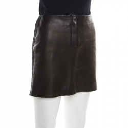Pre Owned Joseph Brown Minnie Nappa Matte Lamb Leather Skirt M