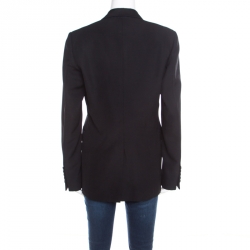 Joseph Black Wool Satin Lapel One Button Phillipe Couture Blazer L
