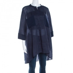 Pre Owned بلوزة تونيك جوزيف جورجيت هيثر رامي فوال شفاف أزرق داكن M