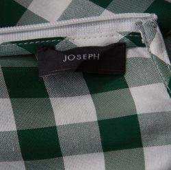 Pre Owned Joseph Green & White Gingham Ruched Detail Asymmetric Dress M