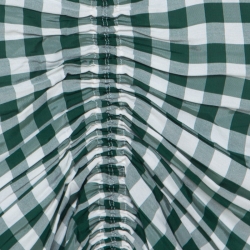 Pre Owned Joseph Green & White Gingham Ruched Detail Asymmetric Dress M